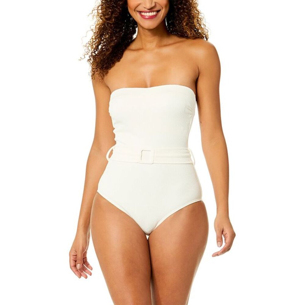 Anne Cole Womens Strapless Belted One-Piece